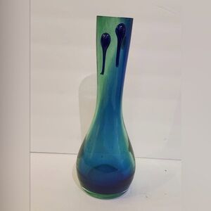 Elegant Blue and Green Glass Vase